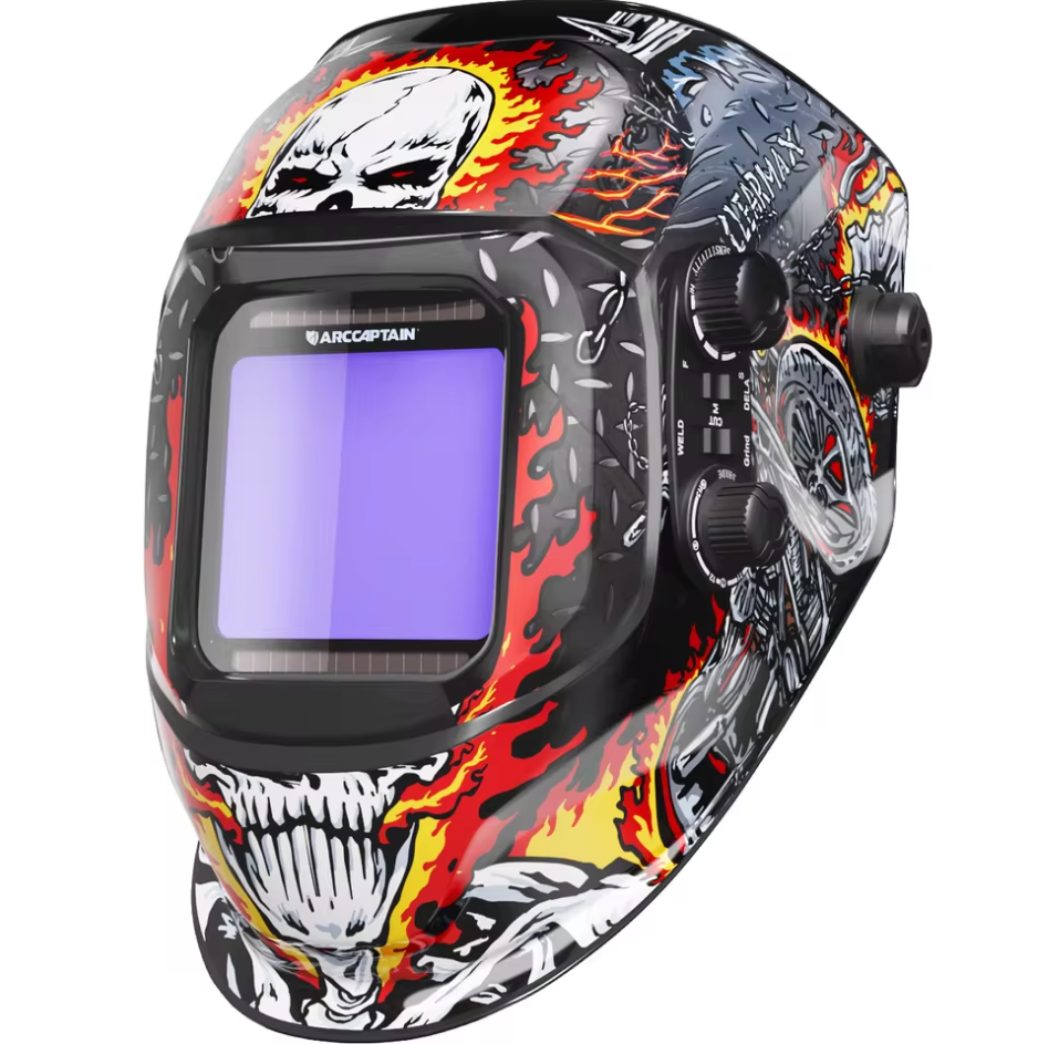 Casco per saldatura ARCCAPTAIN maschera per saldatura auto-oscurante per saldatrice TIG MIG ARC, visualizzazione grande, a colori reali