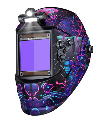 Casco per saldatura ARCCAPTAIN  maschera per saldatura auto-oscurante per saldatrice TIG MIG ARC, visualizzazione grande, a colori reali